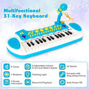31-Key Kids Keyboard with Round Stool – Blue
