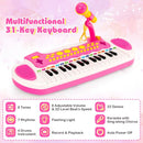 31-Key Kids Keyboard with Round Stool – Pink