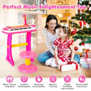 31-Key Kids Keyboard with Round Stool – Pink