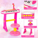 31-Key Kids Keyboard with Round Stool – Pink