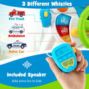 Kids Pretend Driving Station with Steering Wheel and Stool – product view