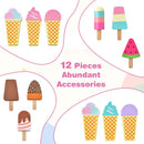 Wooden Ice Cream Cart with Canopy and 12 Play Treats – Multicolour