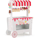 Wooden Ice Cream Cart with Canopy and 12 Play Treats – Red