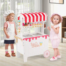 Wooden Ice Cream Cart with Canopy and 12 Play Treats – Red