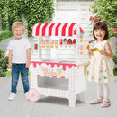 Wooden Ice Cream Cart with Canopy and 12 Play Treats – Red