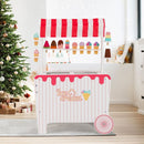 Wooden Ice Cream Cart with Canopy and 12 Play Treats – Red