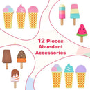 Wooden Ice Cream Cart with Canopy and 12 Play Treats – Red