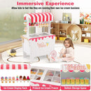 Wooden Ice Cream Cart with Canopy and 12 Play Treats – Red