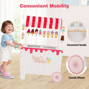 Wooden Ice Cream Cart with Canopy and 12 Play Treats – Red