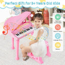 31-Key Kids Piano with Stool and Microphone – Pink