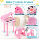 31-Key Kids Piano with Stool and Microphone – Pink