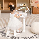 31-Key Kids Piano with Stool and Microphone – White