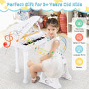 31-Key Kids Piano with Stool and Microphone – White