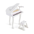 37-Key Kids Grand Piano with Stool and Microphone – White