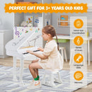 37-Key Kids Grand Piano with Stool and Microphone – White