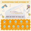 37-Key Kids Grand Piano with Stool and Microphone – White