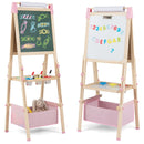 Adjustable Wooden Art Easel with Storage Bag – Pink