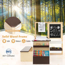 Kids art table and bench set with double-sided easel, adjustable height, and storage for creative play and learning.