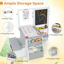 Kids art table and bench set with double-sided easel, ample storage, and adjustable height for creative play.