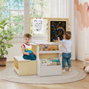 Kids art table and bench set with double-sided easel, perfect for creative play and learning for children aged 3+.