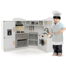 Corner Play Kitchen with Lights and Chef Outfit – White