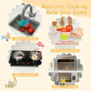 Corner Play Kitchen with Lights and Chef Outfit – White