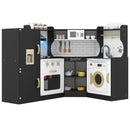 Corner Play Kitchen with Lights and Chef Outfit – Black