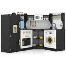 Corner Play Kitchen with Lights and Chef Outfit – Black