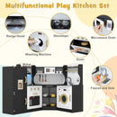 Corner Play Kitchen with Lights and Chef Outfit – Black