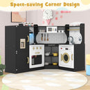 Corner Play Kitchen with Lights and Chef Outfit – Black