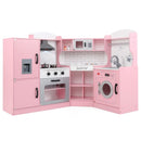 Corner Play Kitchen with Lights and Chef Outfit – Pink