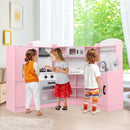 Corner Play Kitchen with Lights and Chef Outfit – Pink