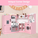 Corner Play Kitchen with Lights and Chef Outfit – Pink