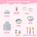 Corner Play Kitchen with Lights and Chef Outfit – Pink