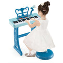 37-Key Kids Keyboard with Microphone and Stool – Blue