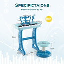 37-Key Kids Keyboard with Microphone and Stool – Blue