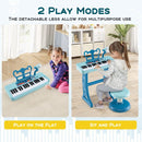 37-Key Kids Keyboard with Microphone and Stool – Blue