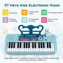 37-Key Kids Keyboard with Microphone and Stool – Blue