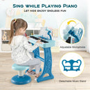 37-Key Kids Keyboard with Microphone and Stool – Blue
