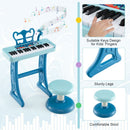 37-Key Kids Keyboard with Microphone and Stool – Blue