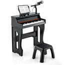 37-Key Kids Piano with Adjustable Microphone – Black