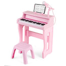 37-Key Kids Piano with Adjustable Microphone – Pink