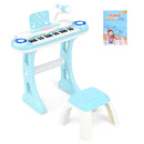 Kids Electronic Piano with Stool and Music Score – Blue