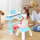 Kids Electronic Piano with Stool and Music Score – Blue