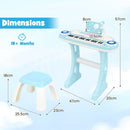 Kids Electronic Piano with Stool and Music Score – Blue