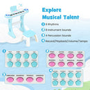 Kids Electronic Piano with Stool and Music Score – Blue