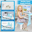 Kids Electronic Piano with Stool and Music Score – Blue