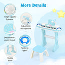 Kids Electronic Piano with Stool and Music Score – Blue