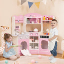 Corner Play Kitchen with Coffee Maker and Cookware – Pink