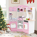 Corner Play Kitchen with Coffee Maker and Cookware – Pink